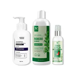 IMPORTADO MC - SHAMPOO SIN SAL KETOZINC + SHAMPOO ROMERO VENA + TÓNICO CAPILAR VENA