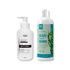 IMPORTADO MC - SHAMPOO ANTICASPA SIN SAL 350ML + SHAMPOO DE ALGAS SIN SAL 500GR