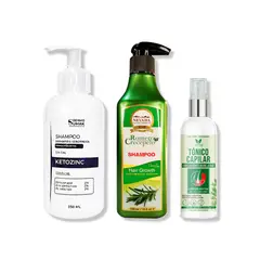 IMPORTADO MC - SHAMPOO KETOZINC 350ML + SHAMPOO ROMERO 320ML + TÓNICO CAPILAR ROMERO