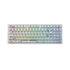 REDRAGON - TECLADO MECANICO POLLUX PRO RGB WIRELESS SW-ICE SILVER BLANCO