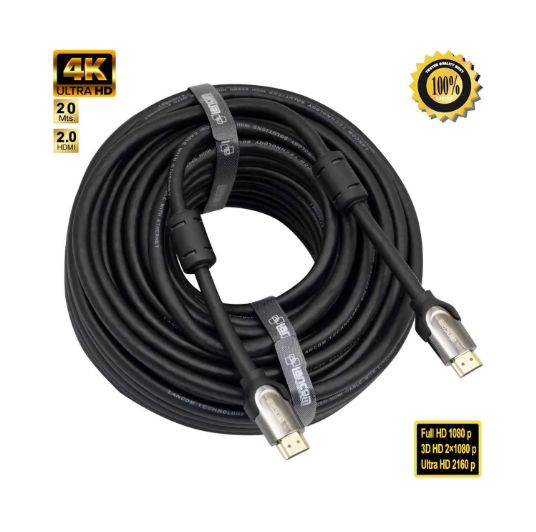 Cable HDMI macho a HDMI macho 20Mt Metal Dorado 26 AWG 4K HAA01-20MT
