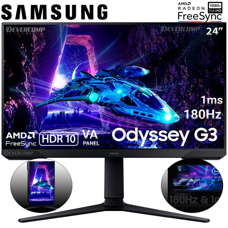Monitor LS24DG300ELXPE 24 180hz 1ms Freesync PIVOTE