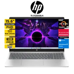 HP - Laptop 15-fc0009la Ryzen 5-7520 Pantalla 15.6" 8GB 256GB Windows 11 Home