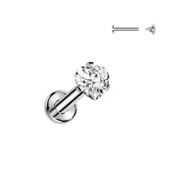 ADR JOYERIA CORPORAL - Piercing Corazón Zircon Titanio Labret ADR Joyería Corporal
