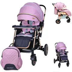 FIRST TOY - Coche Cuna Para bebe Pasito de Luxe con Mochila Pañalera