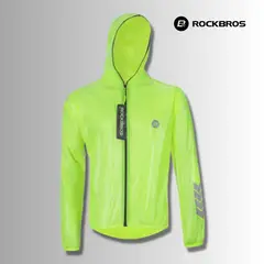 Rockbros - Casaca cortaviento fosforescente con capucha
