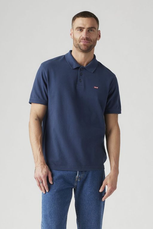 Polo Hombre Lisa Logo Azul