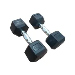 WINNER - Par Mancuernas Pesas Cromadas Hexagonales De Caucho 6 Kg