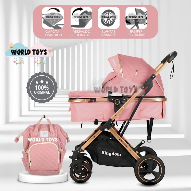 Coche Moisés Travel System «BARBARA» con Bolso Pink
