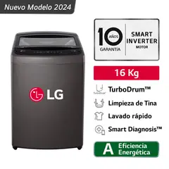LG - Lavadora 16 Kg TurboDrum Carga Superior WT16BVTB Negro