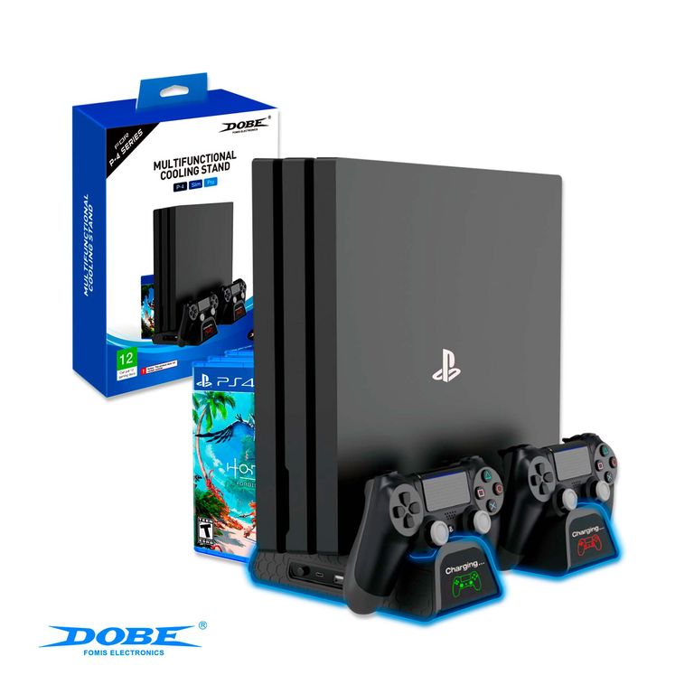 Base 4 En 1 Cargador Portajuegos Ventilador Cooler Para Ps4 Slim Pro