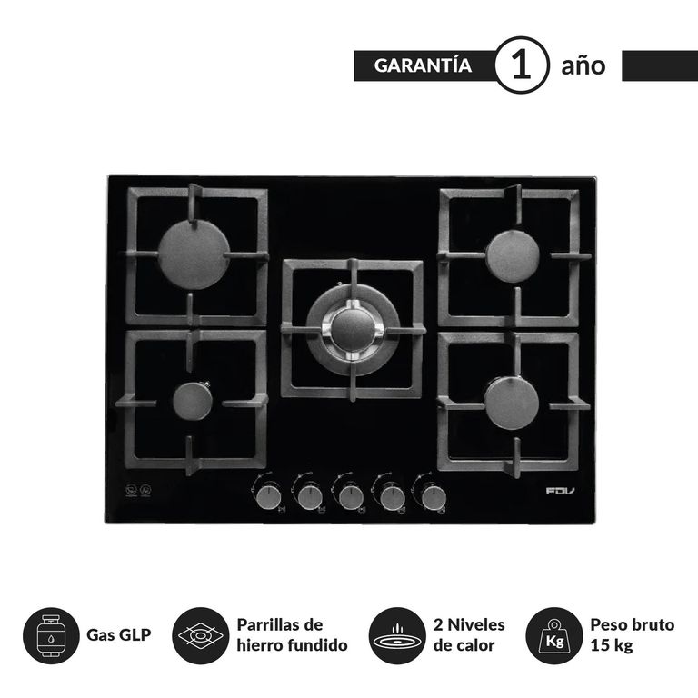 Encimera Empotrable Black 75 Gas GLP