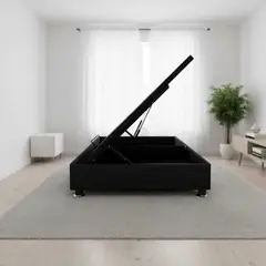 MUEBLES MACRUMO - Box Espacio Tarima reforzado 1.5 Plazas + Tela ALPHA (Color Negro)