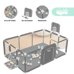 BABY - CORRALITO INFANTIL de tela didactico plomo