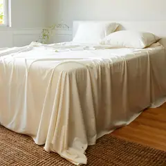 ISATEX HOME - Juego de Sábanas Lisas 100% Bambú 300 Hilos Ivory King