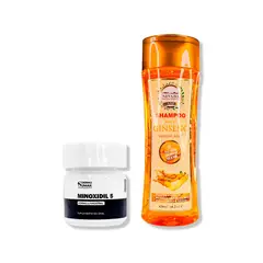 IMPORTADO MC - MINOXIDIL 5MG CAPS 60 + SHAMPOO RAIZ DE GINSENG 420ML