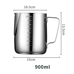 GENERICO - Jarra barista de acero con medición externa 900 ml