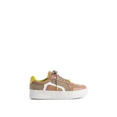 VELEZ - Vélez Zapatillas Flexus De Cuero y Lona Mujer Detalle Arena