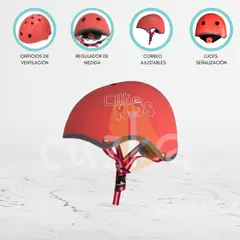 OLLIE - Casco Protector Regulable Para Niño «S KIDS» RED