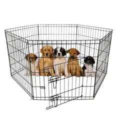 GENERICO - CERCO CORRAL REJA JAULA CORRALITO PARA MASCOTA 60X60CM 6PZAS