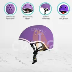 OLLIE - Casco Protector Regulable Para Niño «S KIDS» PURPLE