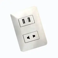 OPALUX - Tomacorriente Simple Universal + USB Doble BM1226