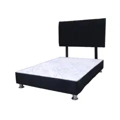 MUEBLES MACRUMO - Cama Cali Negro – 2 plazas – Tela Antifluido