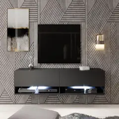 TU MESITA - Mesa de TV Flotante Raquel color Negro 2 puertas