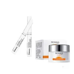 BIOAQUA - Multi-Peptide Lash and Brow Serum y Crema Hidrante Vitamina C