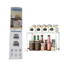 GENERICO - Organizador Base para microondas de metal - Blanco