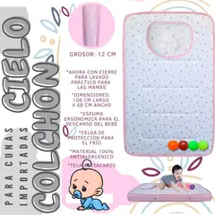 GENERICO - Colchón de cuna Cielo de 12 cm rosado106 x 68cm
