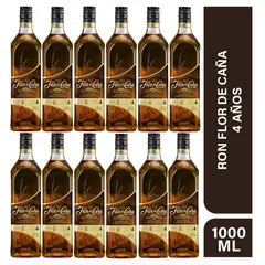 FLOR DE CAÑA - Ron 4 años 1 LT - 12 UND