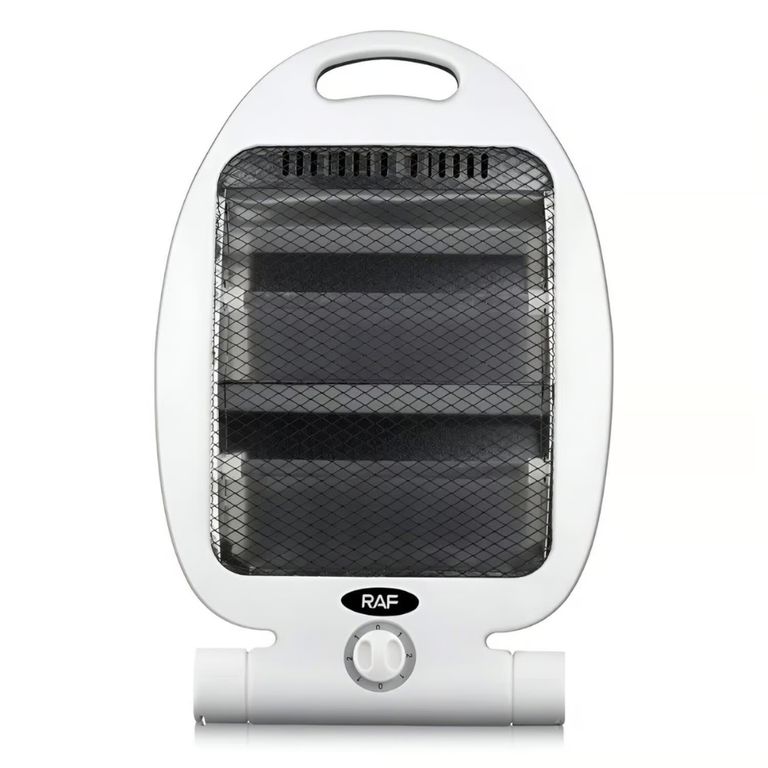 ESTUFA DE QUARZO 800W BLANCO 2 NIVELES CON PROTECION ANTICAIDAS RAF