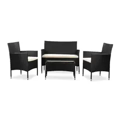 DECOKASA - Set para Terraza - Mesa de Vidrio Cuadrada con 3 Sofás