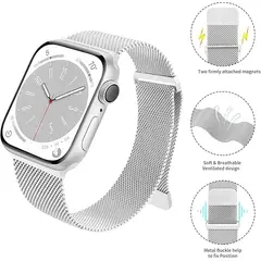 GENERICO - Correa Milanese para Apple Watch 45mm - Plata