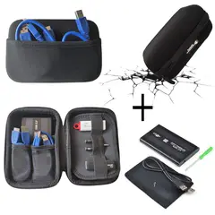 SANTOFA ELECTRONICS - Funda Anti Golpes + Case Disco Duro Externo 2.5 doble bolsillo - Negro