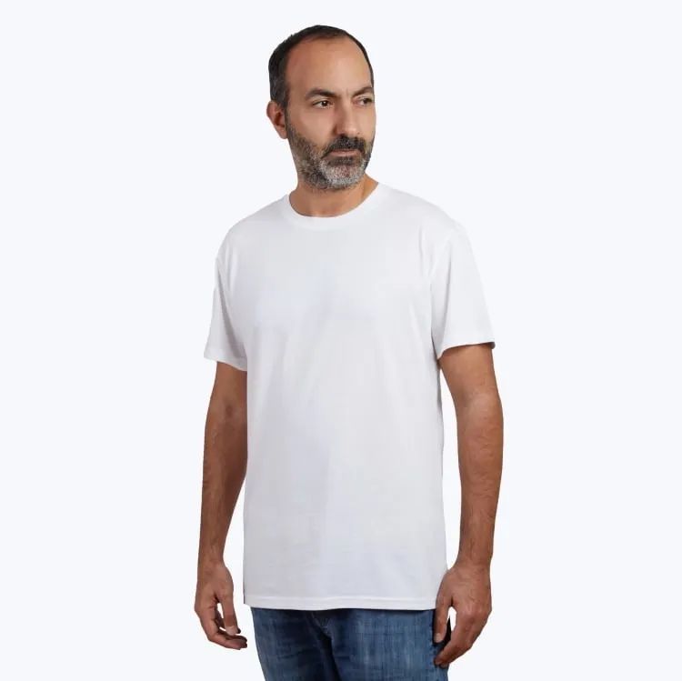 Polo Blanco para Hombre Cuello Redondo Manga Corta Algodón Pima