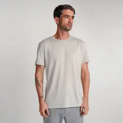 DROP THE LABEL - Polo Gris Claro para Hombre Cuello Redondo Manga Corta Algodón Pima