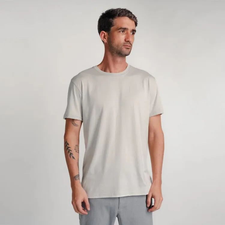 Polo Gris Claro para Hombre Cuello Redondo Manga Corta Algodón Pima