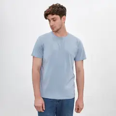Drop The Label - Polo Celeste para Hombre Cuello Redondo Manga Corta Algodón Pima