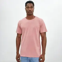 DROP THE LABEL - Polo Rosado Coral para Hombre Cuello Redondo Manga Corta Algodón Pima
