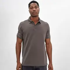 DROP THE LABEL - Polo Camisero Piqué Marrón para Hombre Manga Corta Algodón Pima