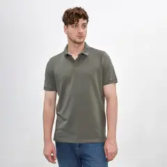 DROP THE LABEL - Polo Camisero Piqué Verde Oliva para Hombre Manga Corta Algodón Pima