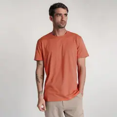 DROP THE LABEL - Polo Naranja Ladrillo para Hombre Cuello Redondo Manga Corta Algodón Pima
