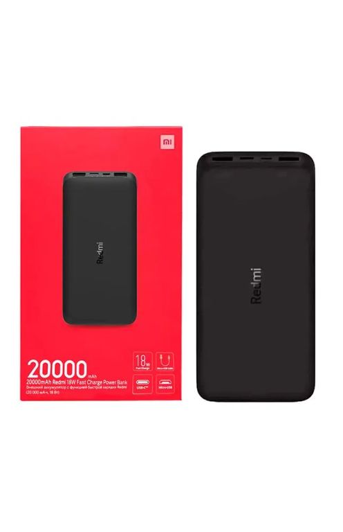 Bateria Portatil 20000mha 18W Carga Rápida Negro