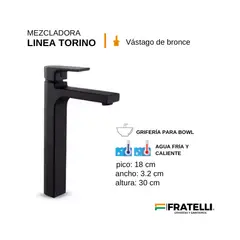 FRATELLI - GRIFO MEZCLADORA BAÑO ALTO MONOCROMADO NEGRO