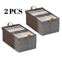 GENERICO - 2 Pcs Caja De Almacenamiento De Ropa Organizadoras Plegable Con Tapa