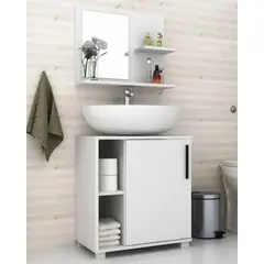 R&R MUEBLES - Mueble de Baño Moderno María 1 Puerta Color Blanco