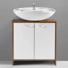 R&R MUEBLES - Mueble de Baño Moderno Irma Marrón y Blanco 2 puertas