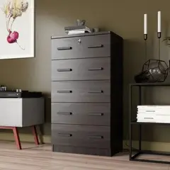 GENERICO - Cómoda con Llave George 5 Cajones Wengue R&R MUEBLES
